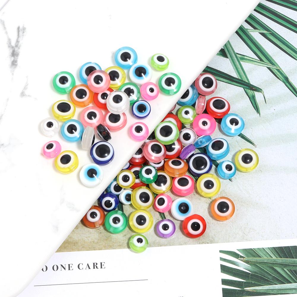 100pcs/lot 6 8 10mm Resin Evil Eye Beads Mix Color Loose Spacer Round Beads For Bracelet Necklace DIY Jewelry Making Accessories