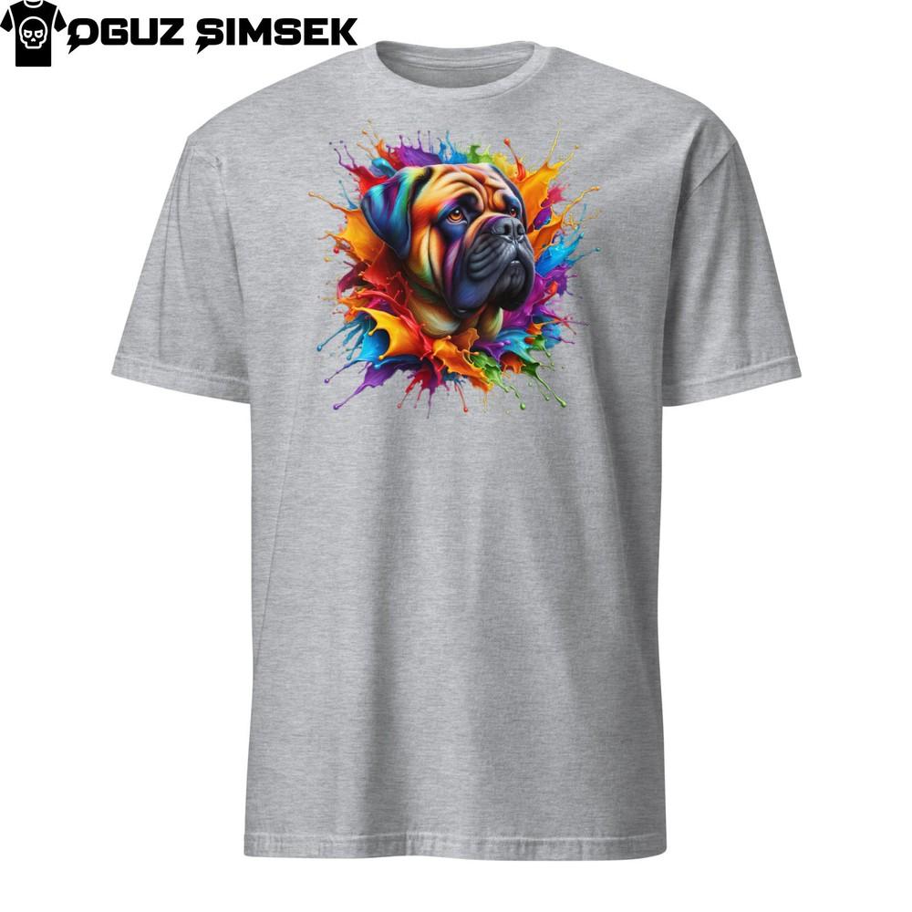 

Colorful Bullmastiff Dog Unisex T-Shirt Vibrant Splashes of Color Unique Design 2XL