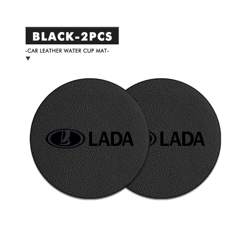 For Lada Auto Cup Holder Pad Anti-Slip Leather Durable Decoration Niva Vesta Granta Riva Samara Priora 4x4 Urban