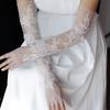 Stretchable Lace Adorned Wedding Arm Cover Fingerless Gloves For Vintage Parties And Receptions