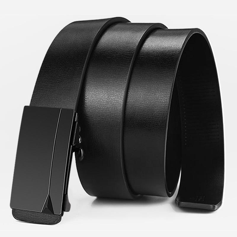 Simple Men's Belt Automatic Buckle Genuine Leather Belt for Men Young Men Business Versatile Cowhide Belt for Men Middle Aged and Young Men