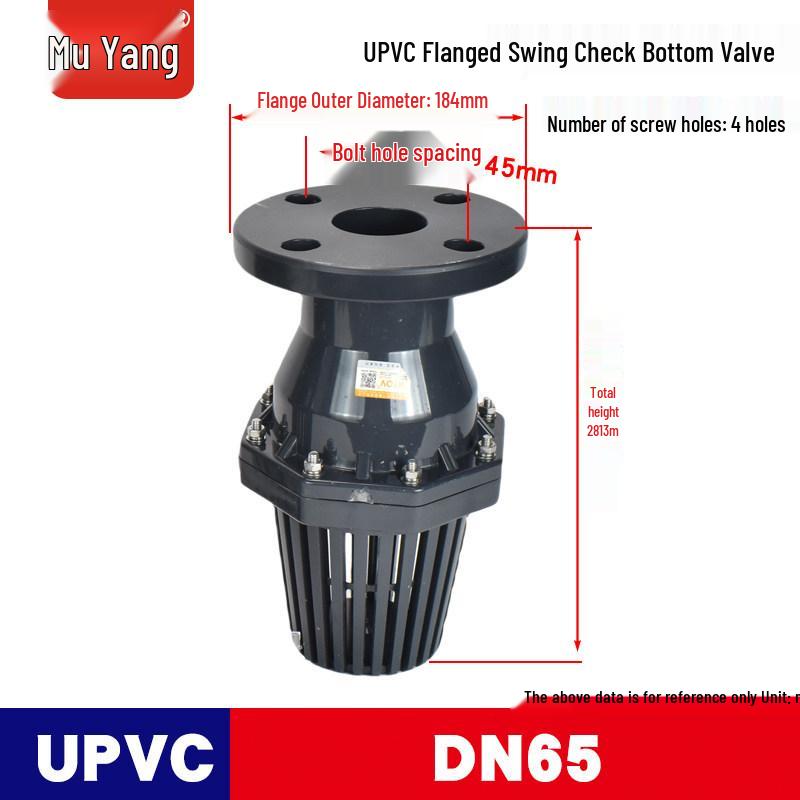 UPVC Flanged Bottom Valve: Tilting Disc, High Flow Swing Check, Adhesive, Chemical Resistant
