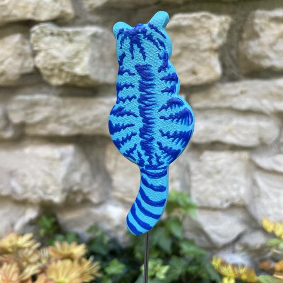Cat Garden Stake Resin Cat with Metal Ground Insert Stake Colorful Cat Stake for Flower Beds Yard Art Flower Pot