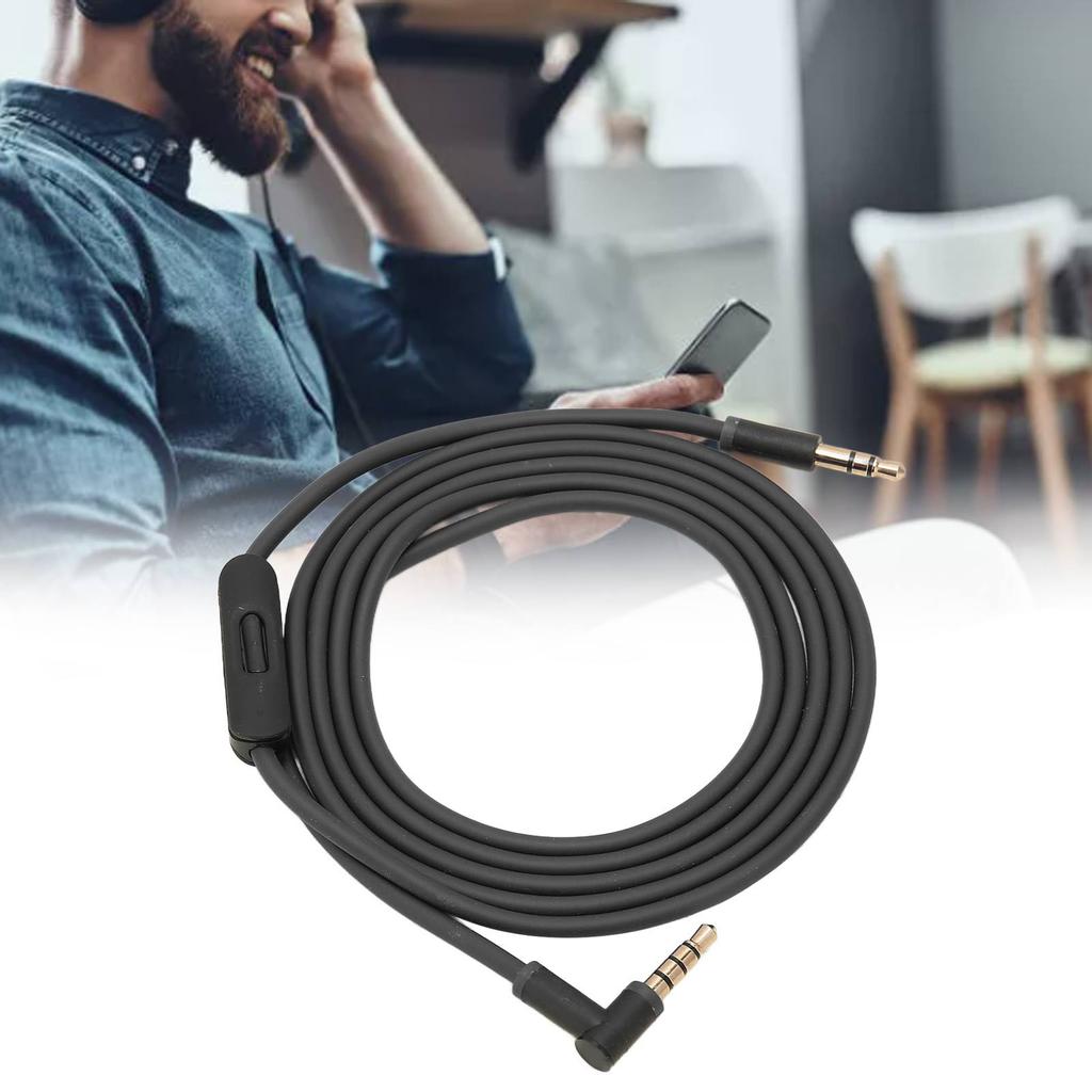 Replacement Cable with Inline Microphone and Track Control Portable Cable for Headphones(Black Red )