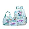 Demon Hunters Three-Piece Children'S School Bag Large Capacity 3D Digital Color Printing Kindergarten School Bag Meal Bag Pencil Bag