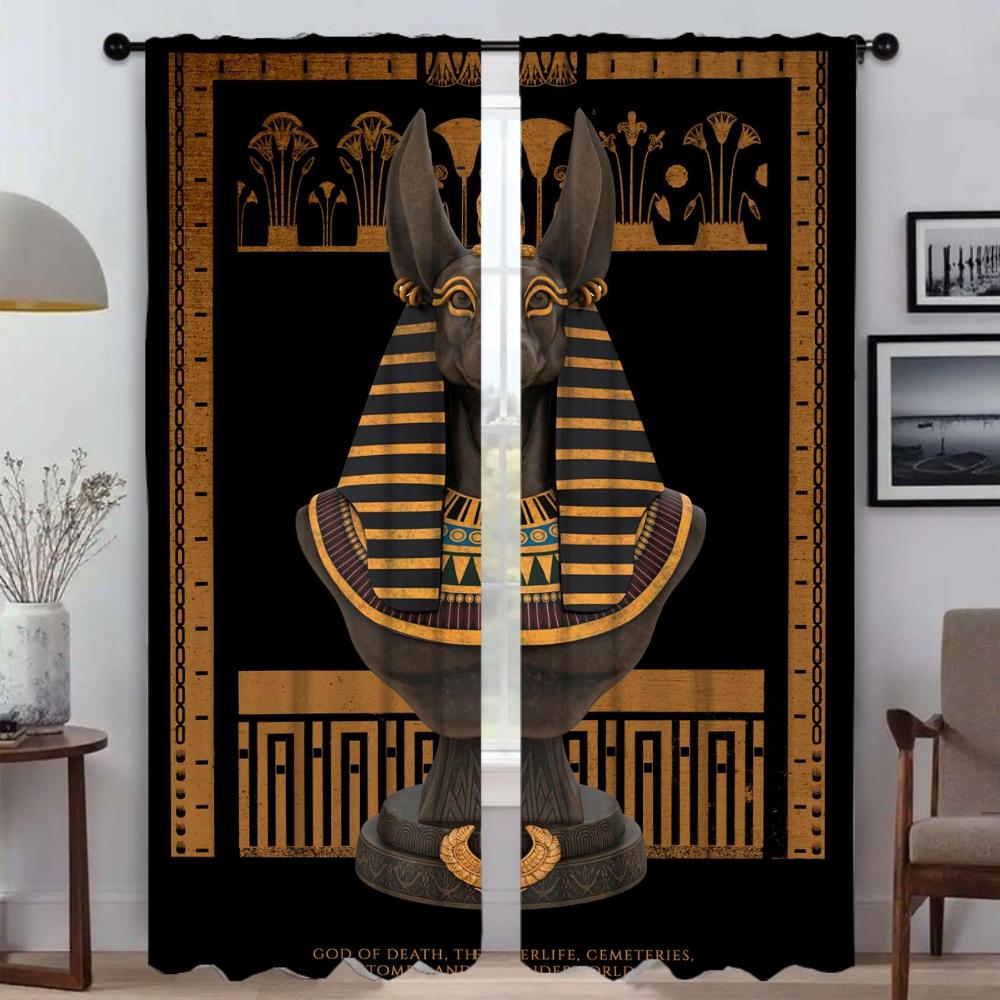 

Египетские каменные статуи, элегантные шторы для комнаты, 2 шт., занавески для гостиной, домашний интерьер, шторы для камеры, тюль для спальни W50xH70cmx2pcs-CL