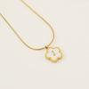 Stainless steel five-leaf clover 18K letter necklace high sense 26 shell letter pendant jewelry