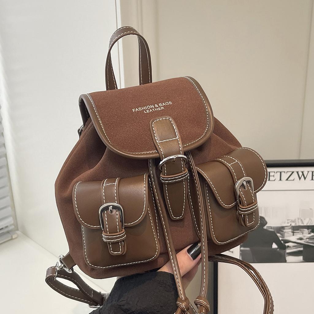 Autumn and Winter Retro Suede Backpack for Work and Commuting, Versatile Women's Travel Backpack, College Student School Bag,