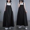 Spring, Summer, Autumn and Winter Craft Denim Fried Color Color Retro Loose and Skinny Denim Strap Skirt Long Pendulum
