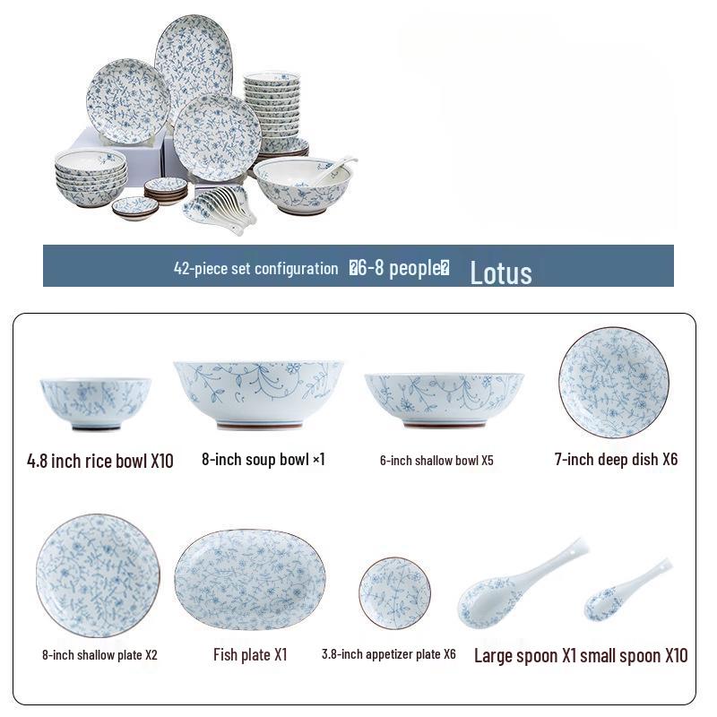 Mode Lanka 42-Piece Entwined Lotus Dinnerware Set