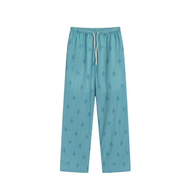 Vertical Striped Star Ice Silk Wide-leg Pants for Women's New Style Slim Draped Straight-leg Pants Loose Casual Pants