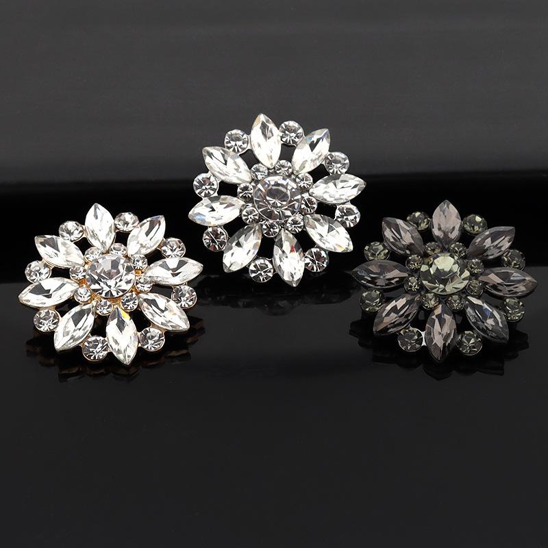 5 Stück High-End Metall Diamantenbesetzte Mantelknöpfe Kinder Pelzknöpfe Nerzknöpfe Mode Blütenblatt Strassknöpfe