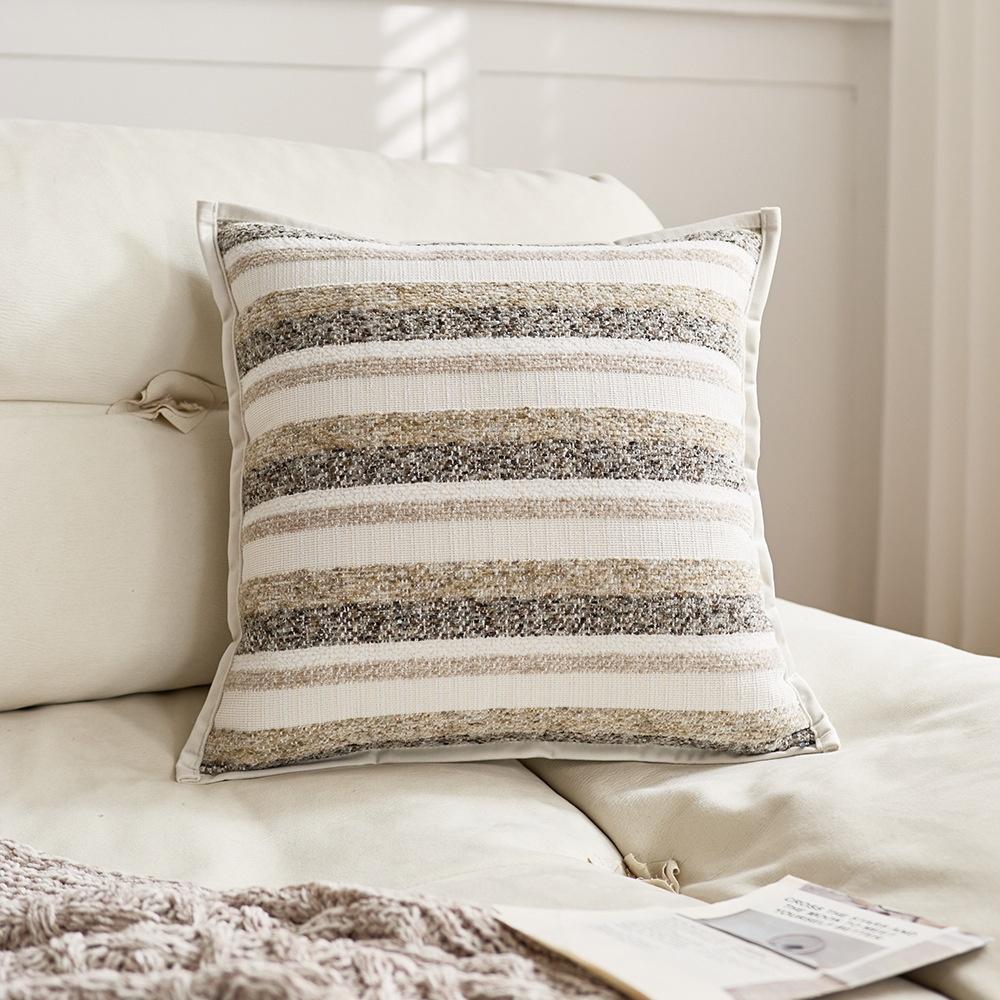 Luxury 3D Striped Jacquard Pillow Cover 45x45cm Soft Textured Cushion Case for Sofa Living Room Villa Home Decoration