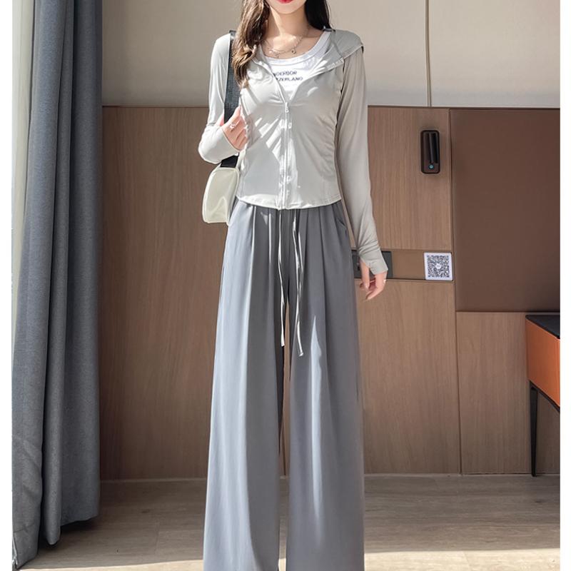 

Женские брюки из ледяного шелка быстросохнущие с защитой от солнца, летние брюки с широкими штанинами, новые повседневные легкие спортивные брюки больших размеров, прохладные брюки в пол 5XL серый