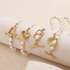 Stainless Steel Freshwater Pearl OT Buckle Necklace Bracelet Set Simple Gold Plated Necklace Bracelet