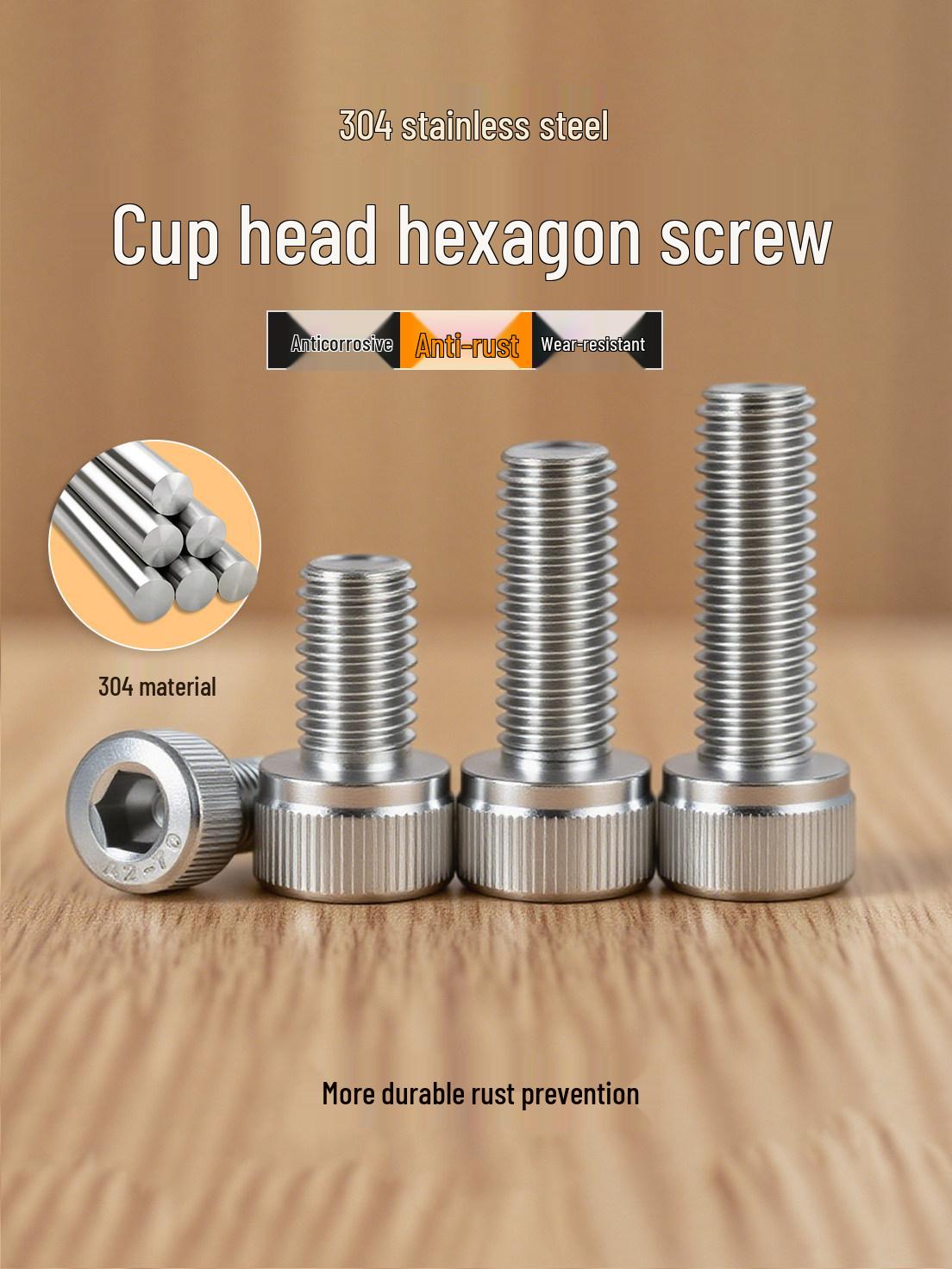 304 Stainless Steel M2 M2.5 Hex Socket Head Cap Screw (Full Thread) - Multiple Lengths Available M8*12 (10 pcs)