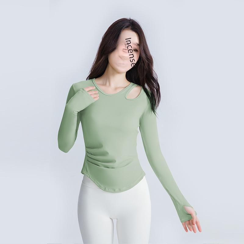 Women's Long Sleeve Yoga Top with Chest Pad: Autumn Pilates Fitness T-Shirt