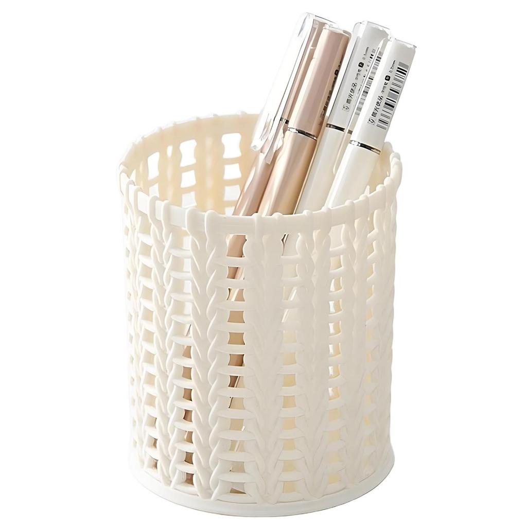 Creative Rattan Plastic Pen Holder Hollow Boxes Student Desktop Office Stationery Bucket Pencil