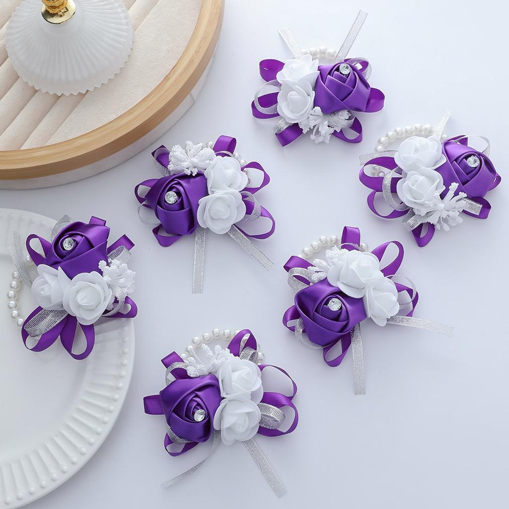 Seidenblumen-Handgelenk-Corsage für Hochzeitszeremonien Handgemacht Braut Brautjungfer Fotografie Handgelenkblume Hochzeitsaccessoire