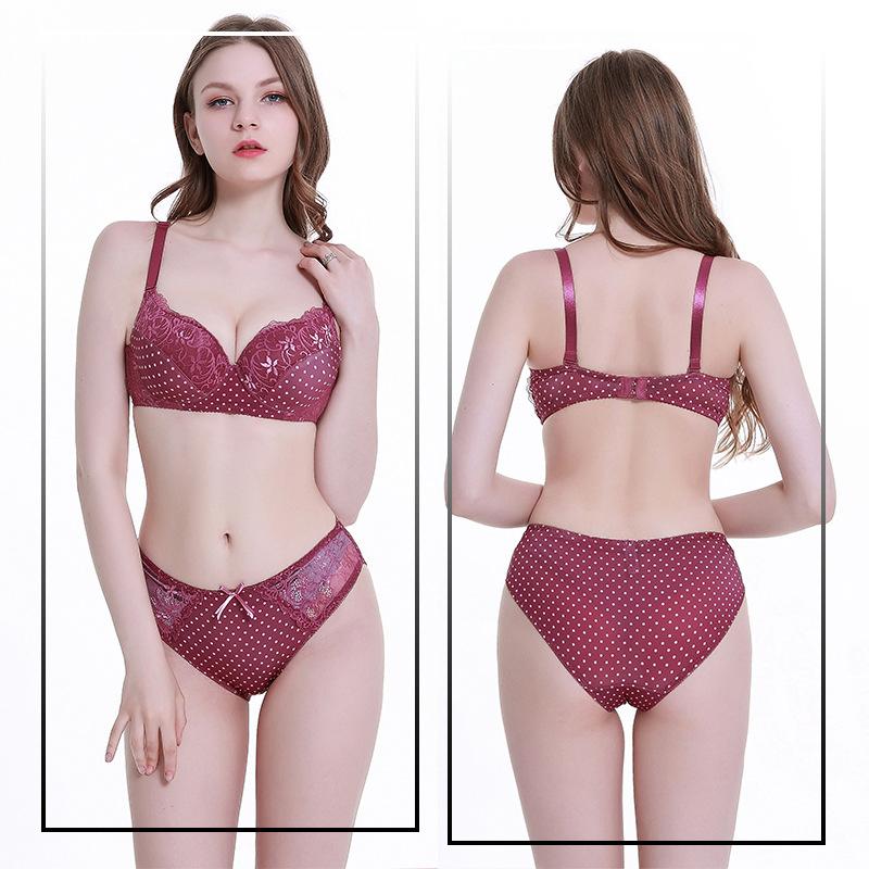 Sexy Gathering Bra Set Lace Fashion Comfortable Bra Skin-friendly Breathable Underwear