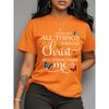 I Can Do All Things Through Christ Women's Tee - Butterfly Christian Graphic, Casual Pink Top