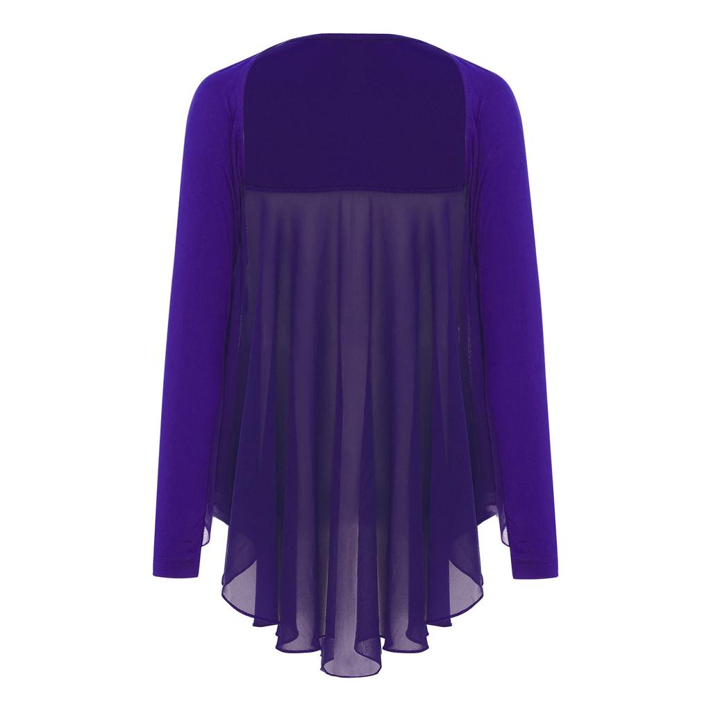 Dívčí vystoupení top otevřený přední styl nepravidelný lem bolerko andělská křídla soutěžní outfit