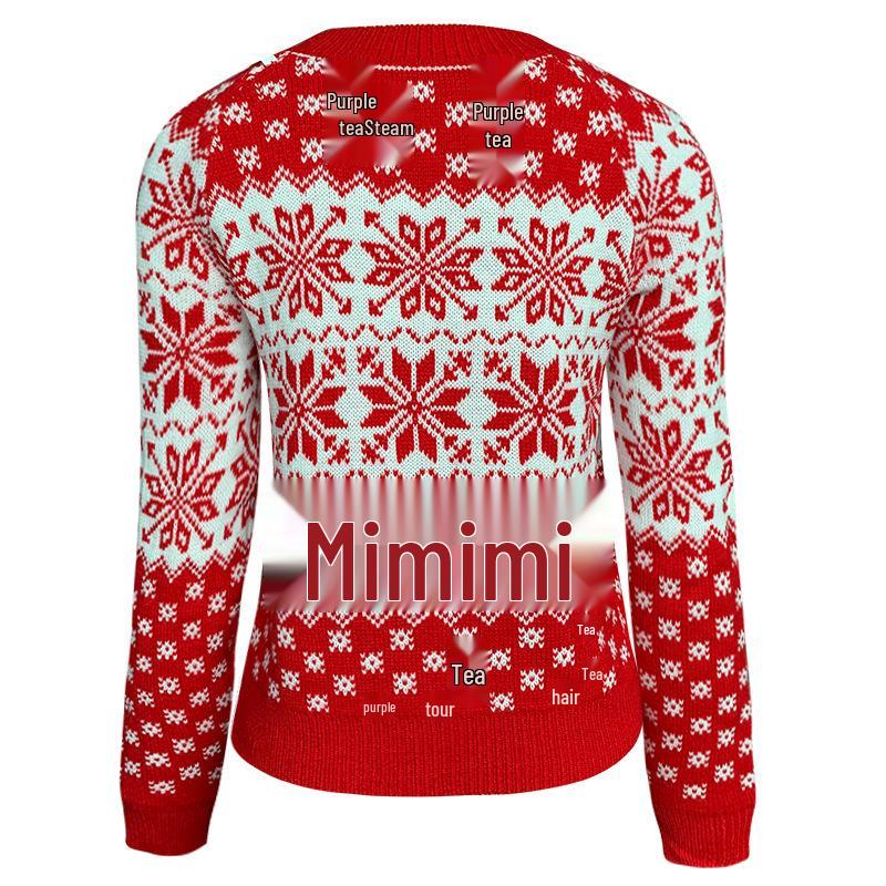 Women's Christmas Snowflake Long Sleeve Knit Sweater, 2025 Autumn/Winter Collection - European and American Style