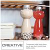 Cat Design 5Pcs Transparent PET Juice Bottles Reusable Leakproof Beverage Containers for Juicing Drinks Milktea Water Storage