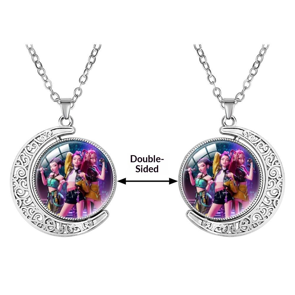 Collana con Pietra Preziosa a Forma di Luna Crescente Ciondolo Rotante Double-sided Accessori di Coppia di Alta Gamma