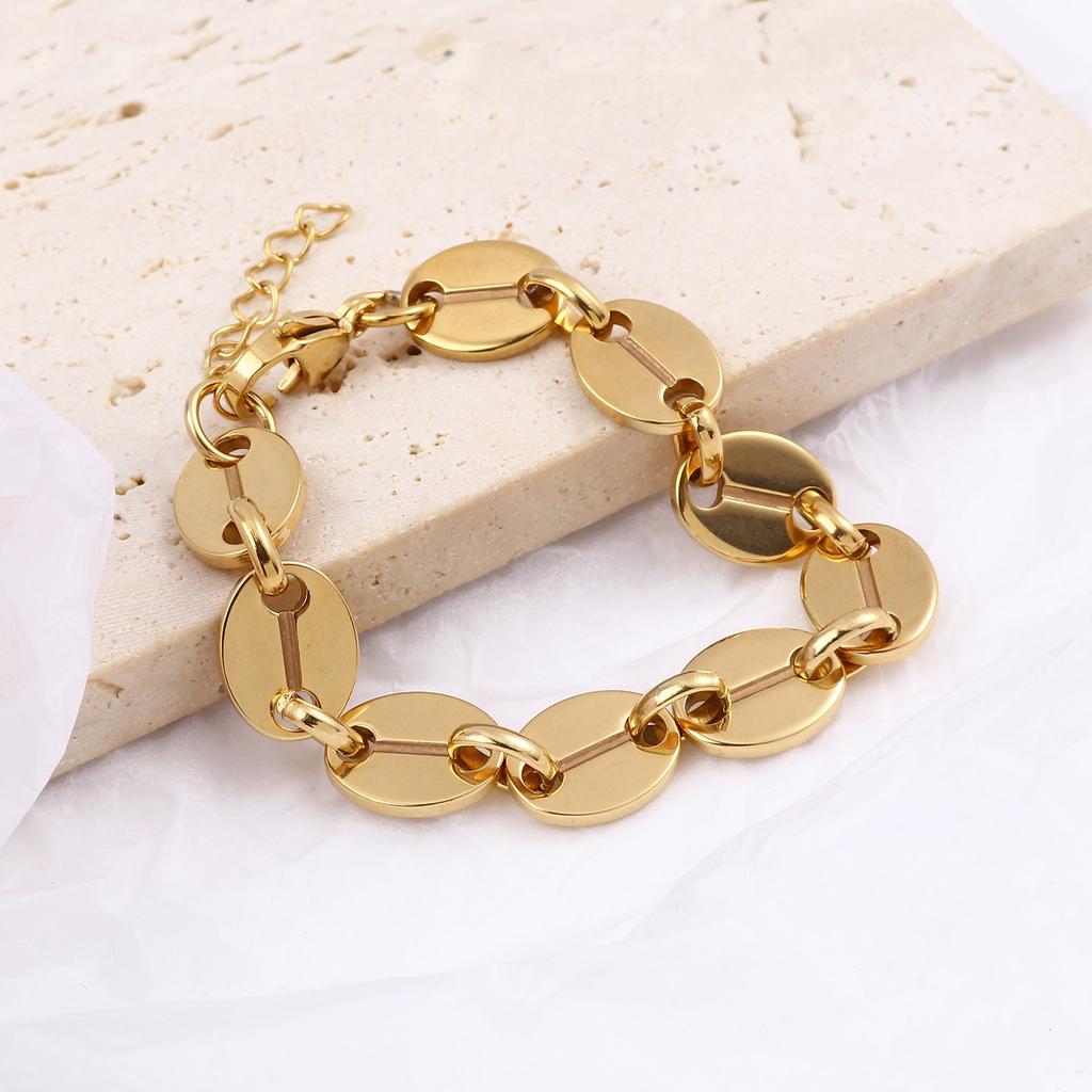 Neue Edelstahl-Armbänder für Damen Herren Oval Herz Karabinerverschluss Kette Armband am Handgelenk Schmuck Zubehör 18-19cm lang