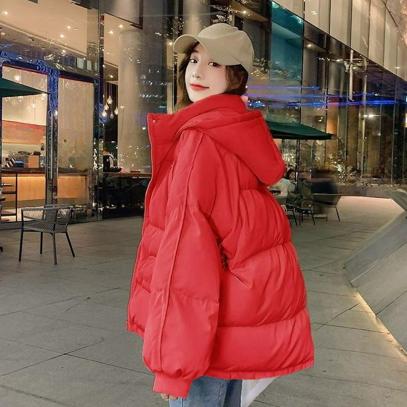 Zimní volná prošívaná bunda s kapucí Dámská s velkou kapsou Módní středně dlouhá prošívaná bunda Prošívaná bunda Trend