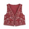 European and American style, wholesale women's clothing fashion versatile temperament decorative embroidered vest set 5770029