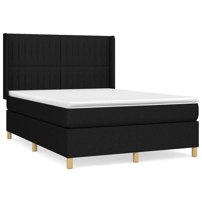 Maison Exclusive - Sommier à lattes de lit avec matelas Noir 140x190 cm Tissu