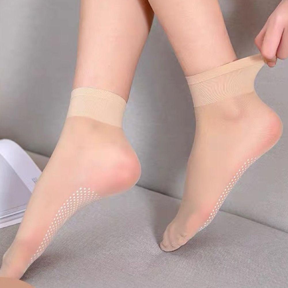 

Dot Rubber Sole Silicone Bottom Gauze Transparent Women Thin Socks Korean Style Socks Silk Hosiery телесный