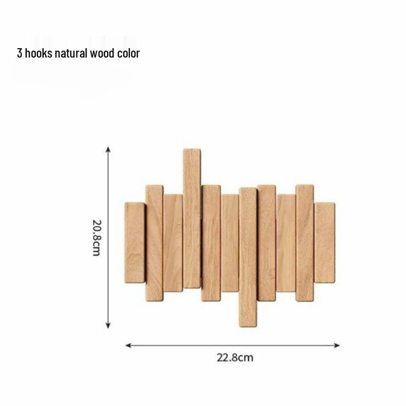 Solid Wood No-Drill Piano Key Wall-Mounted Coat & Hat Rack
