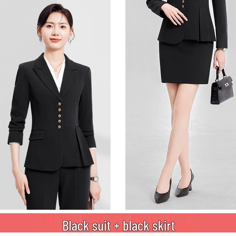 Autumn Korean Style Women's Professional Suit Set for Office and Jewelry Store Receptionists