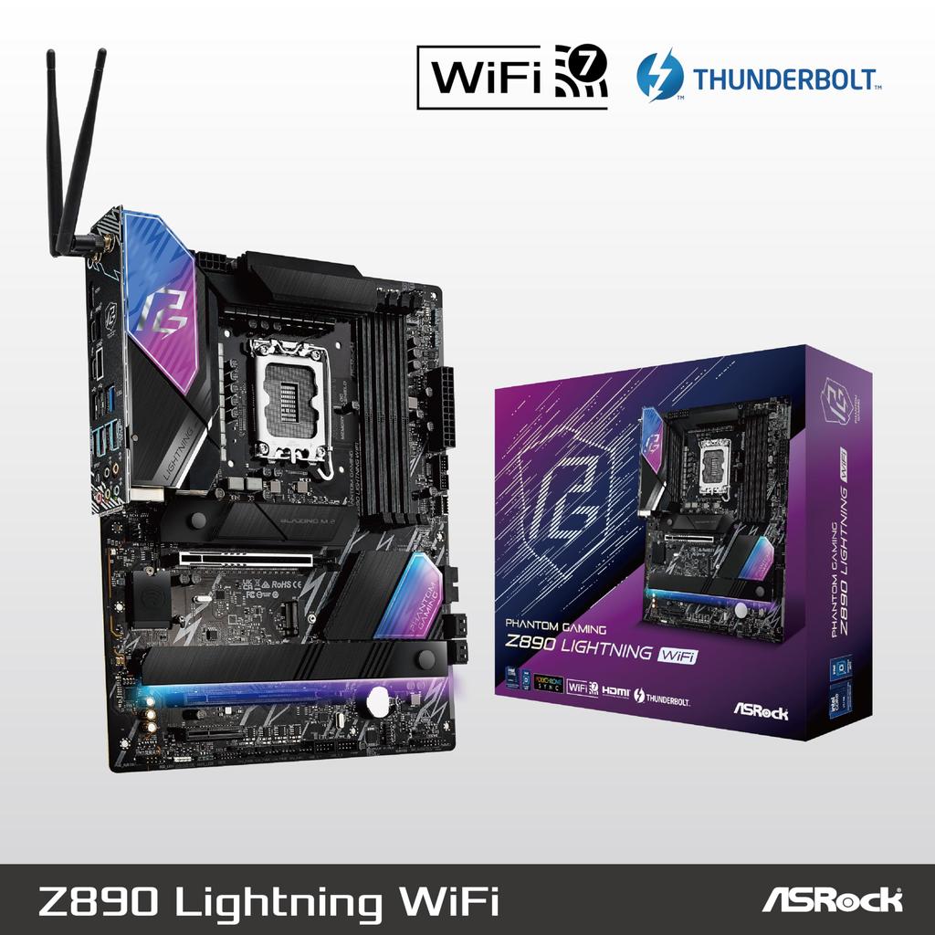 ASRock Z890 Lightning WiFi Intel Core Ultra Z890 DDR5 ATX Motherboard Japanischer Einzelhändler Motherboard, (LGA1851) Kompatibel, Chipsatz, [Offizielles Produkt]