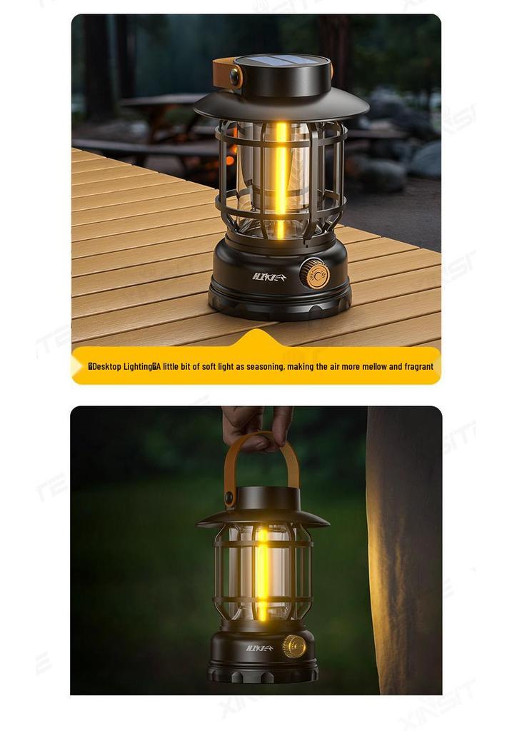 Solar-Powered Long-Lasting Camping Kerosene Lantern for Outdoor Ambient Light and Tent Lighting