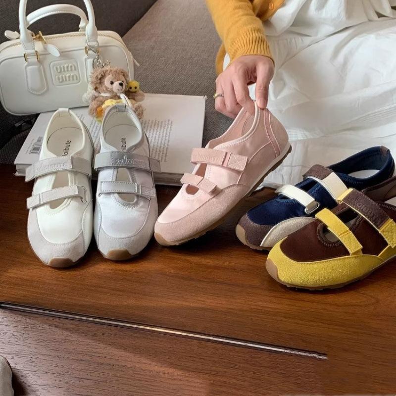 Grape Mom Studiolee Double Velcro Soft Sole Soft Surface Ballet Single Shoes Mary Jane Sports Casual Shoes Women