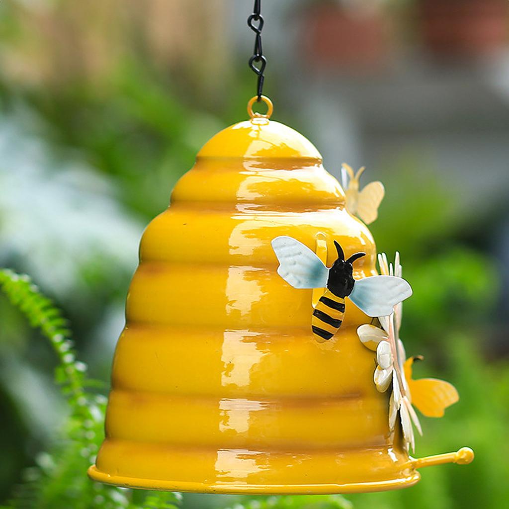 Bird House High Strength Iron Hanging Bird House Decoration for Garden Home Office Yellow
