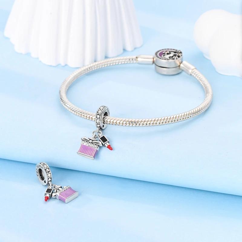 Charmscopperpink Perfume Bottle Lipstick Beads Fit Plataoriginal Bracelets Women Jewellery Making Gifts