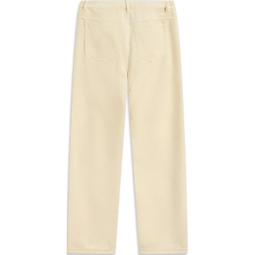 Li-Ning Comfortable Simple Straight Loose Zipper Versatile Casual Pants Women Bottoms Milk-Tea-Yellow AKXU180-3