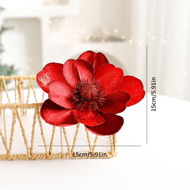 1 Piece of Fabric Flower Sparkling Tree Decoration Christmas Flowers Holiday Sparkling Frosted 22/15cm