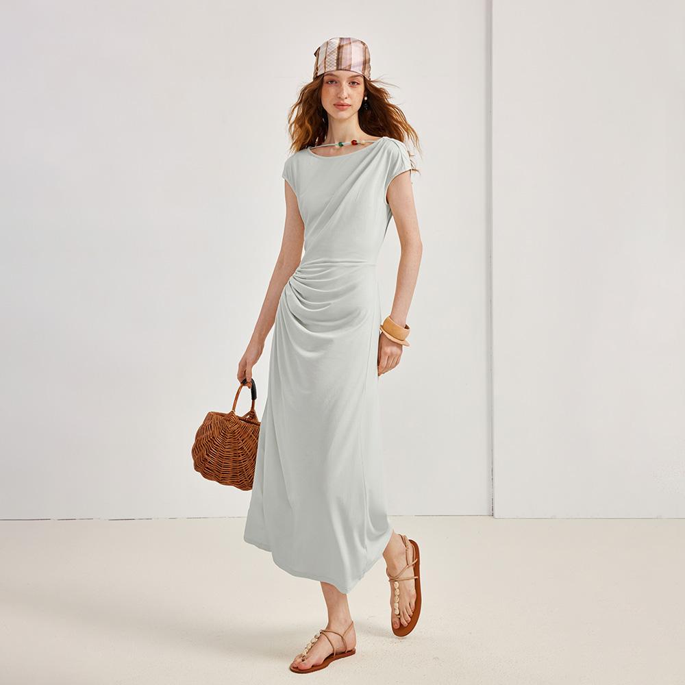 Waiwaiaiem Yy_Round Neck Slim Fit Dress_3Color