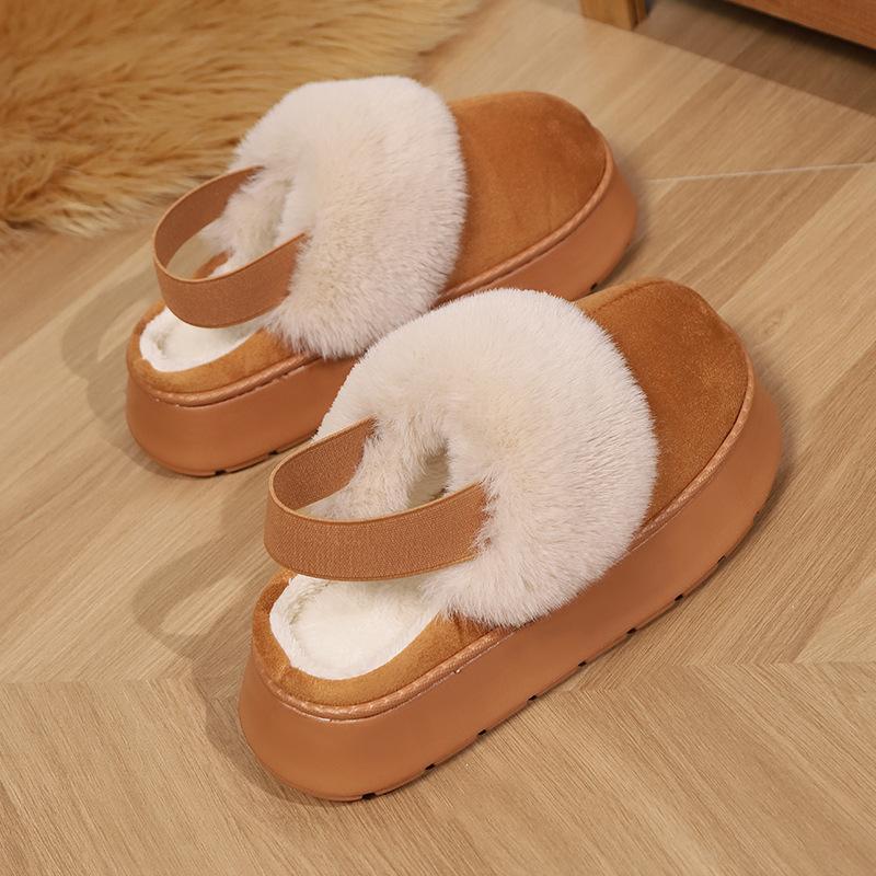 Cotton Slippers for Women, Suitable for Indoor and Outdoor Wear in Winter. Korean Version with Thick Sole and Plush Insulation