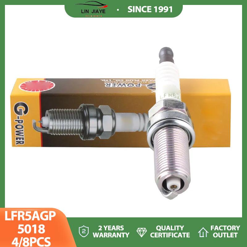 4/8 Свеча зажигания LFR5AGP 5018 для PEUGEOT 1007 107 206 207 301 307 3008 308 406 407 408 508 EXPERT CITROEN C1-C8 Высокопроизводительная 4Pcs