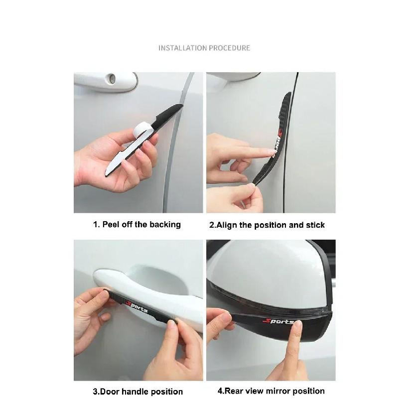 Car PVC Door Protectors Thickened Anti-scratch and Anti-bump Strip Sport Styling Body Decoration Rubber Exterior Parts 4PCS Interior Mirrors 6