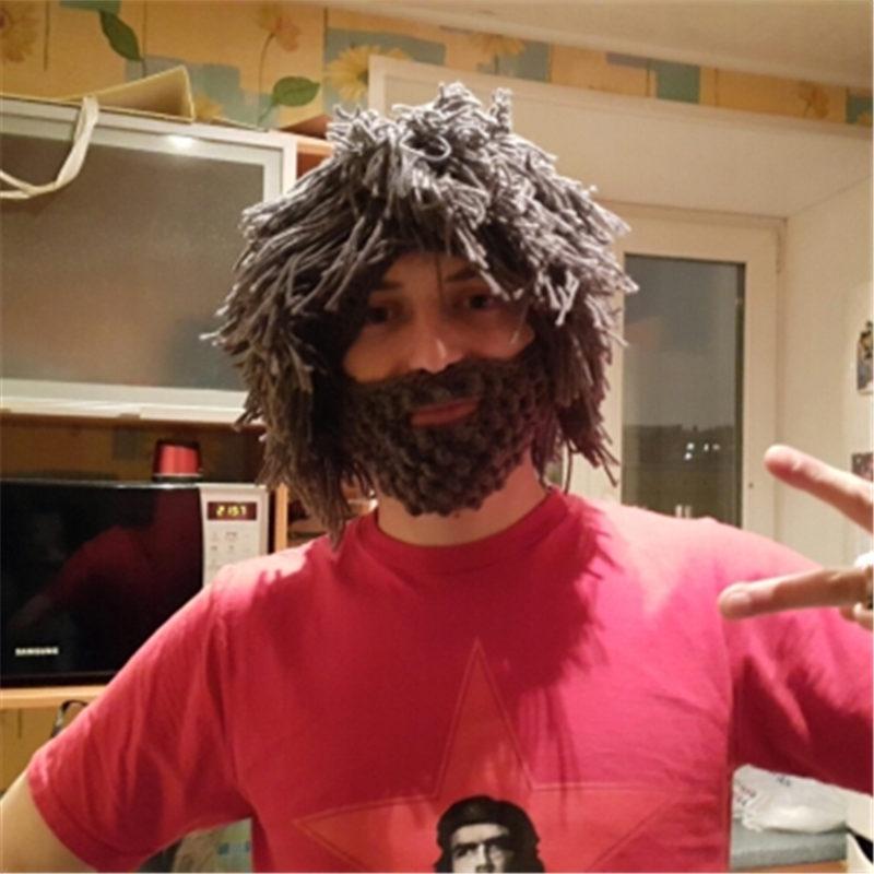 Hobo Mad Caveman Style Winter Knit Beanies With Premium Wig Beard Design**