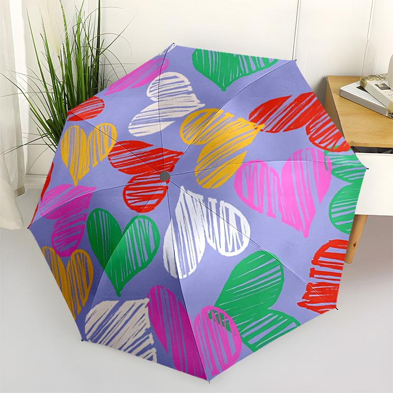 

1pc Heart Pattern Automatic Cute Umbrella 8-Bone Design Compact Gear for Outdoor Travel, Perfect Holiday Gift yy251230043