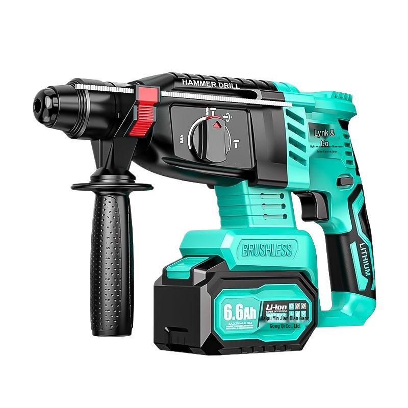 Brushless Rechargeable Electric Hammer Pickaxe: Three-in-One Heavy Duty Concrete Drill with Lithium Battery
